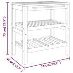 vidaXL Armoire de salle de bain avec 2 étagères 74x45x75cm bois massif