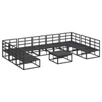 Ensemble de canapé de jardin avec coussin 10 Pièces Noir Aluminium