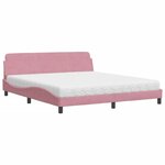 vidaXL Lit avec matelas Dover rose 180x200 cm velours