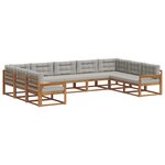 vidaXL Ensemble de canapés d'extérieur 9 Pièces Gris Naturel et Clair