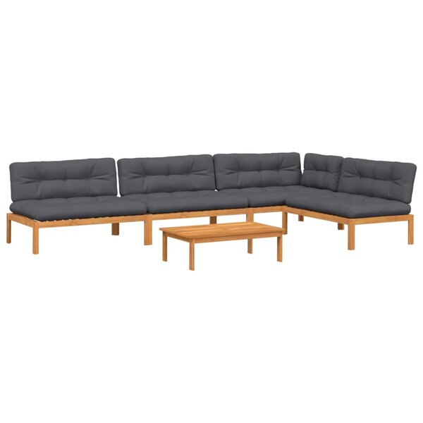 vidaXL Salon palette de jardin avec coussins 5Pièces bois d'acacia massif