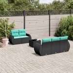 vidaXL Salon de jardin 6 Pièces avec coussins noir résine tressée