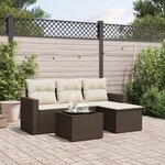 vidaXL Salon de jardin avec coussins 5 Pièces marron résine tressée