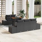 vidaXL Ensemble de canapé de jardin 6 Pièces Noir Poly rotin