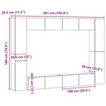 vidaXL Kit de meubles TV mural 8 pièces en bois noir imitation chêne