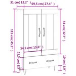 vidaXL Buffet haut gris béton 69 5x31x115 cm bois d'ingénierie