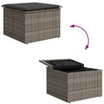 vidaXL Tabouret de jardin avec coussin gris 55x55x37 cm résine tressée
