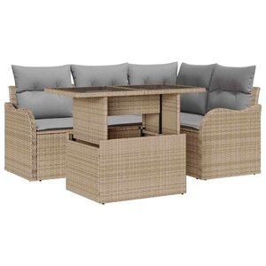 vidaXL Ensemble de canapé de jardin 5 Pièces Beige 100 x 55 x 73 cm