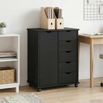 vidaXL Cabinet roulant Noir 63 5 x 39 x 79 cm Bois de Pin Massif
