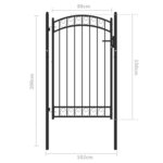 vidaXL Portail de clôture avec dessus arqué Acier 100x150 cm Noir