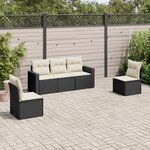 vidaXL Salon de jardin 5 Pièces avec coussins noir résine tressée