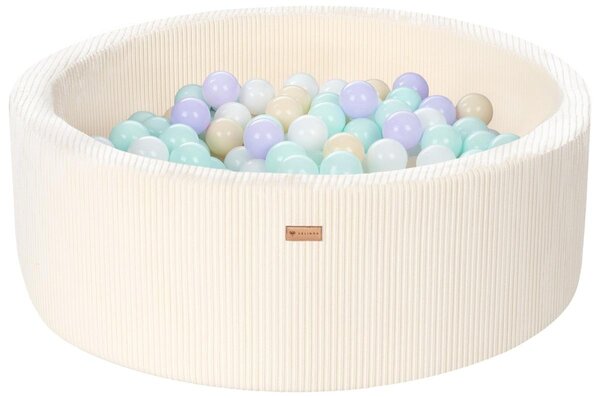 Piscine à balles en velours côtelé avec 300 balles  diamètre env. 90 cm  crème