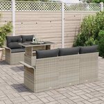 vidaXL Ensemble de canapé de jardin 6 Pièces Gris clair Poly Rattan