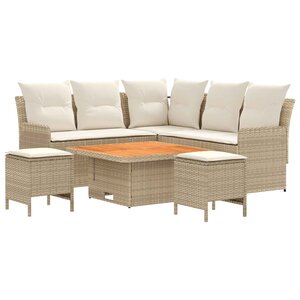 vidaXL Ensembles de meubles 6 Pièces Beige et crème Rotin PE