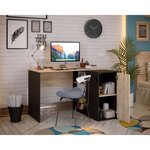 Bureau Indus - chêne et noir - 1 Porte + 3 étageres - de rangement - 120 x 90 x 76 cm