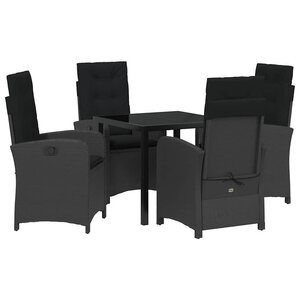vidaXL Ensemble de salle à manger pour jardin 5 Pièces Noir polyrotin