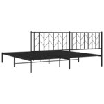 vidaXL Cadre de lit métal sans matelas avec tête de lit noir 200x200cm