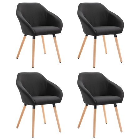 vidaXL Chaises à manger lot de 4 noir tissu