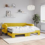 vidaXL Lit de jour avec gigogne et matelas jaune 90x200 cm velours
