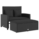 vidaXL Canapé de jardin avec coussins 2 places noir résine tressée
