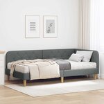 vidaXL Cadre de lit d'angle avec matelas Gris foncé 100 x 200 cm tissu