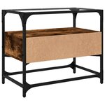 vidaXL Meuble TV avec dessus en verre chêne fumé bois d'ingénierie