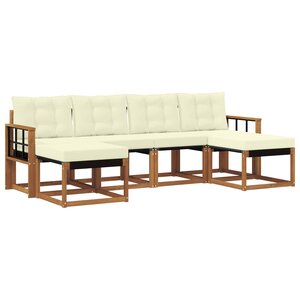vidaXL Ensemble de canapés d'extérieur 6 pc Naturel et Crème