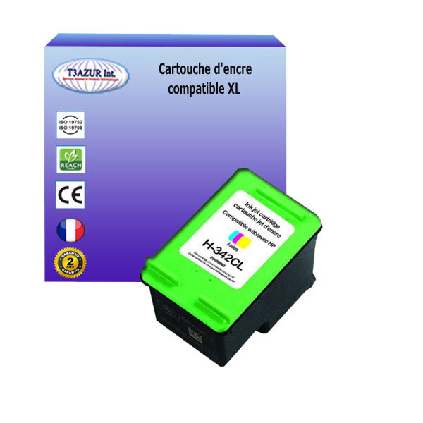 Cartouche compatible avec HP PhotoSmart 2570, 2571, 2573, 2575, 2577, 2578, 7830, 7838,7850 remplace HP 342 (C9361EE) Couleur 18ml - T3AZUR