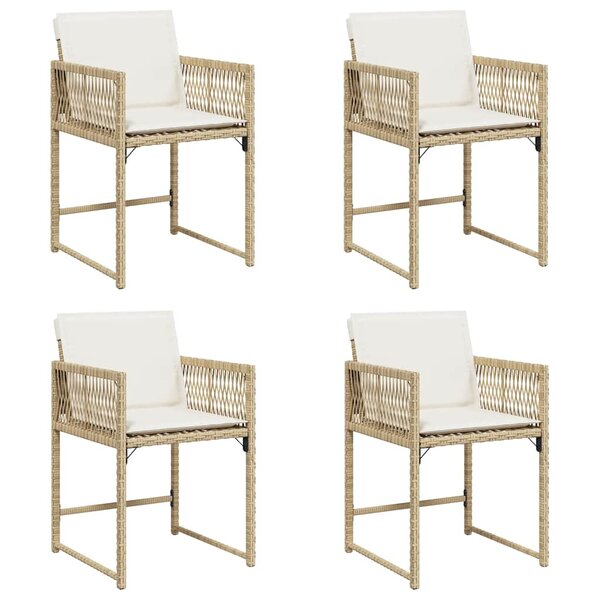 vidaXL Chaises de jardin avec coussins lot de 4 beige résine tressée
