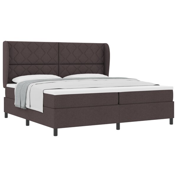 Lit Box Spring vidaXL avec Matelas en Brun Foncé  200x200 cm en Tissu