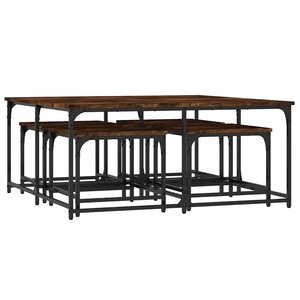 vidaXL Tables basses gigognes 5 Pièces chêne fumé bois d'ingénierie