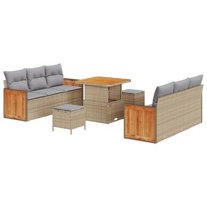 vidaXL Ensemble de canapé de jardin 9 Pièces Beige et Gris clair