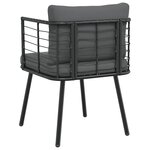 vidaXL Chaise de jardin avec coussins noir résine tressée