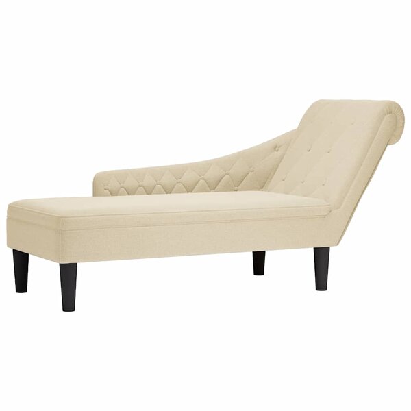 vidaXL Fauteuil long avec coussin et accoudoir droit crème tissu