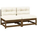 vidaXL Canapés centraux de jardin avec coussins crème 2 Pièces