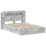 vidaXL Cadre de lit avec rangement avec tiroir Gris béton 150 x 200 cm