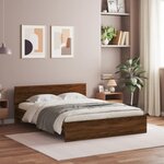 vidaXL Cadre de lit avec tête de lit chêne marron 140x190 cm