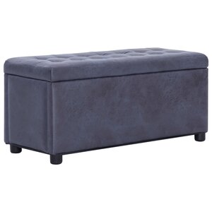vidaXL Pouf de rangement 87 5 cm Gris Similicuir daim