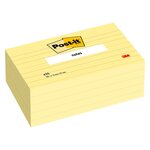 Notes repositionnables jaune ligné post-it 76 x 127 mm - bloc de 100 feuilles - lot de 12