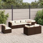 vidaXL Salon de jardin avec coussins 8 Pièces marron résine tressée