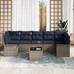 vidaXL Ensemble de canapé de jardin 8 Pièces Gris polyrotin