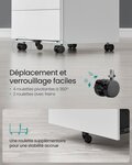 Caisson de bureau mobile verrouillable avec 3 tiroirs rangement de documents papeterie préassemblé pour bureau bureau à domicile 39 x 45 x 55 cm blanc 12_0004822