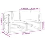 vidaXL Canapés d'angle sectionnels 2 Pièces coussins taupe Bois acacia