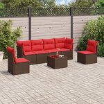 vidaXL Salon de jardin avec coussins 7 Pièces marron résine tressée