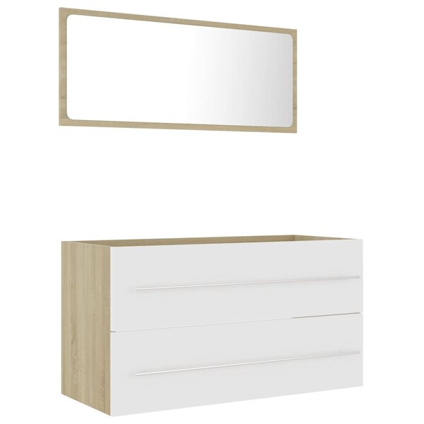 vidaXL Ensemble de meubles de salle de bain 2Pièces blanc et chêne sonoma