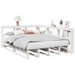 vidaXL Lit bibliothèque sans matelas blanc 135x190 cm bois pin massif