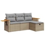 vidaXL Salon de jardin avec coussins 4 Pièces beige résine tressée