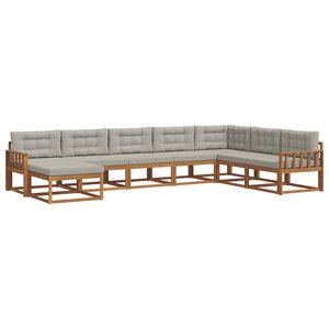vidaXL Ensemble de canapés d'extérieur 8 pc Gris Naturel et Clair
