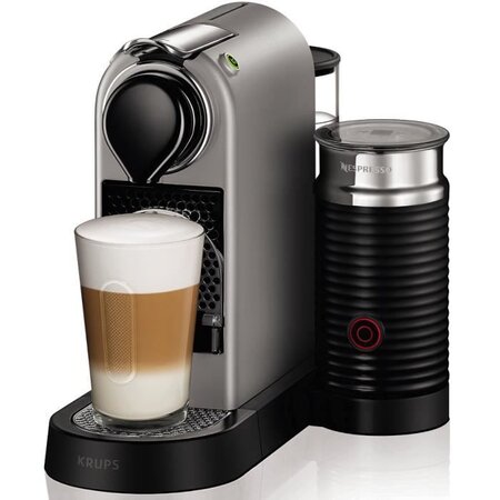 KRUPS YY2732FD Machine a café Citiz Milk Silver 19 bars - Systeme Nespresso -Ultra compact-Dosage programmable - Aeroccino intégré
