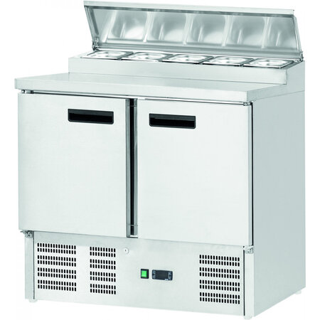 Saladette réfrigérée 2 portes - stalgast - r600a - acier inoxydable2pleine/battante x700xmm